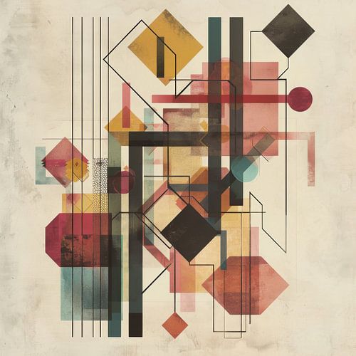 Gestructureerde geometrie - Moderne abstractie in warme tinten
