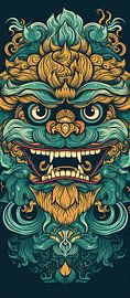 Flat Illustration Of Chinese Lion Dance by Eye catching paintings