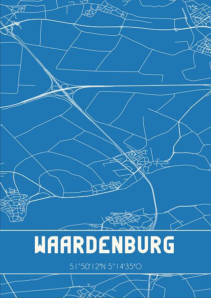 Blueprint | Map | Waardenburg (Gelderland) by Prints of Place