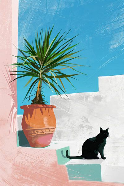 Cat summer in Mediterranean style by Poster Art Shop