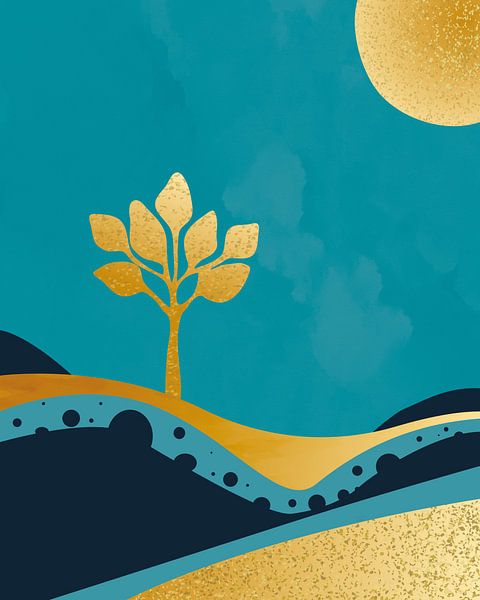 Tree in spring abstract landscape by Tanja Udelhofen