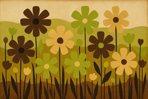 Gestileerd bloemenveld in lagen