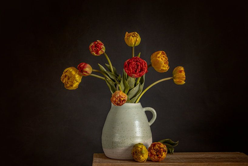 Tulips on vase by Peter Abbes