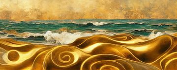 De kust in de stijl van Gustav Klimt van Whale & Sons