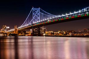 Benjamin Franklin Bridge and Delaware River at Night