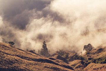 Uitzicht op de wolken aan de voet van Mount Rinjani van Shanti Hesse