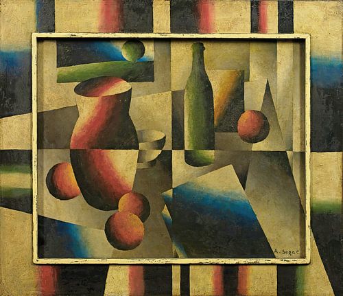 Arthur Segal - Still life with book, jug and bottle. (1924)