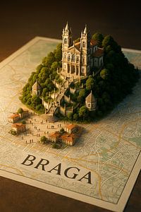 Braga Bom Jesus Heiligtum 3D Karte - Historische Treppe Wandkunst