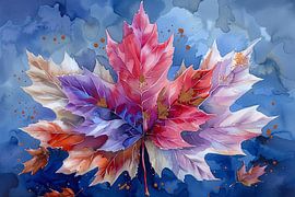 Herfstblad in aquarel van Art & Soul Creations