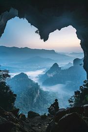 Mystische Höhle mit Bergblick von Poster Art Shop