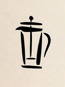 French Press im minimalistischen Brush-Stil