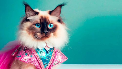 Schattige kat met jurk