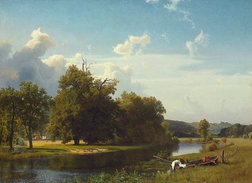Albert Bierstadt,Een rivierlandschap Westfalen