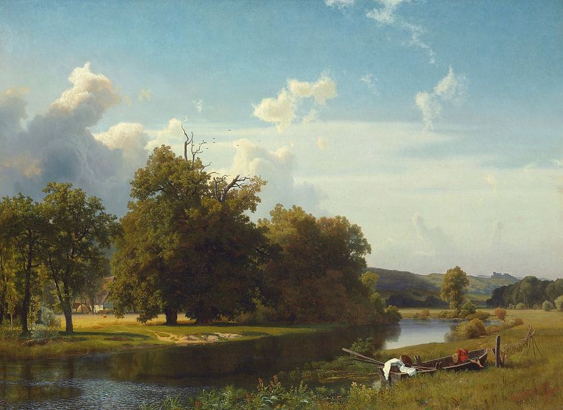 Albert Bierstadt,A river landscape Westphalia by finemasterpiece