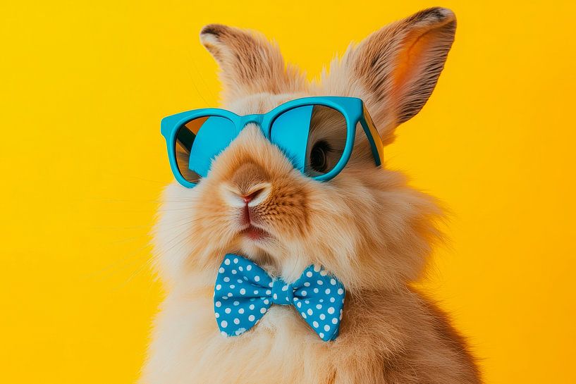 Cooler Hase mit Sonnenbrille und Fliege von Poster Art Shop