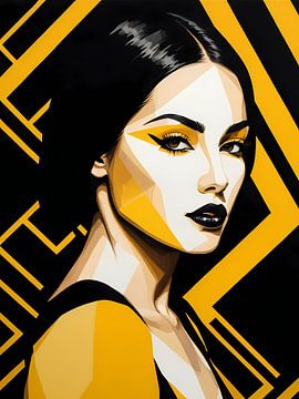 Pop Art Vrouwenportret Abstract Geometrische Kunst