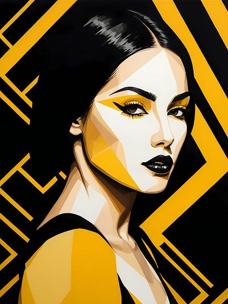 Pop Art Frau Porträt Abstrakte Geometrische Kunst von 1xMerch