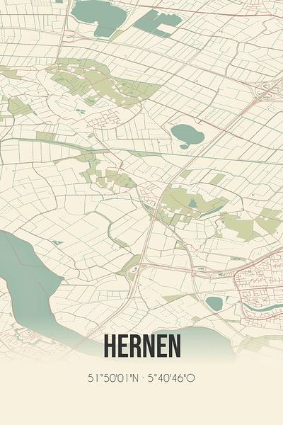Vintage map of Hernen (Gelderland) by Prints of Place