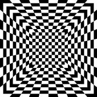 3D illusion with black and white tiles
