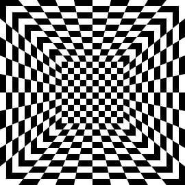 Illusion en 3D avec des carreaux noirs et blancs