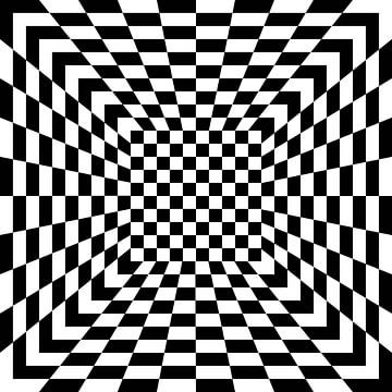 3D illusie met zwarte en witte tegels van Annavee