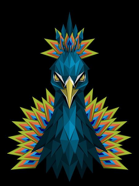 Blue Peacock Low Poly Abstract by Yoga Art 15