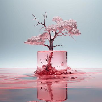 Roze Bonsai Boom in Glas van Art Lovers