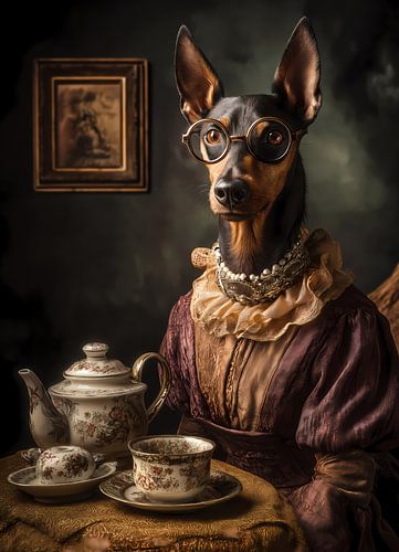 Tableau mural représentant un chien dans un style vintage sur haroulita