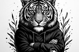 Tigre monochrome avec sweat à capuche