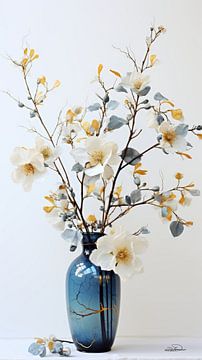 gedroogde bloemen in een Kintsugi vaas van Gelissen Artworks