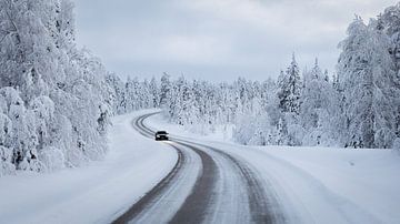 On the road in Lapland van Lynxs Photography