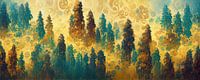 Zweedse bossen in de stijl van Gustav Klimt van Whale & Sons thumbnail