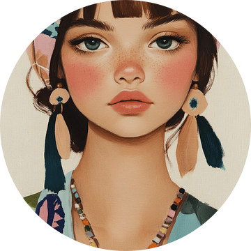 Eclectisch portret, hippe illustratie van Carla Van Iersel