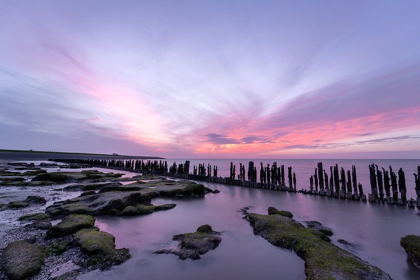Sunset at the Wadden Sea by Jeannet Hooftman