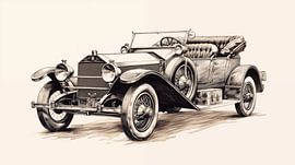 Dessin de voiture ancienne, crayon de voiture ancienne Dessin Vintage.