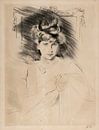Paul César Helleu - Portret van een zittende vrouw die naar voren kijkt van Peter Balan thumbnail