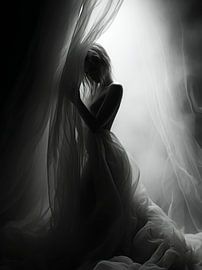 Stylish boudoir portrait in black and white by Carla Van Iersel