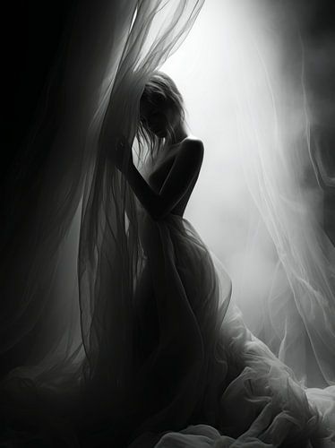 Stijlvol boudoir portret in zwart-wit