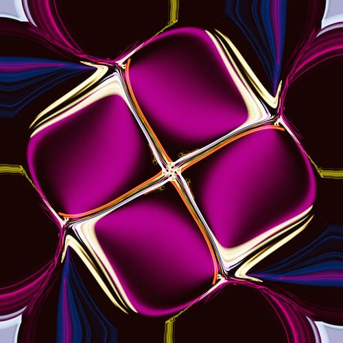 Abstrakte mit Vierecke in Hellgelb und  Pink