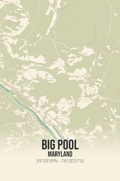 Vintage landkaart van Big Pool (Maryland), USA. van MijnStadsPoster