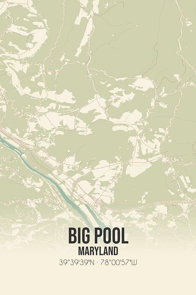 Carte ancienne de Big Pool (Maryland), USA. par Affiches de lieux