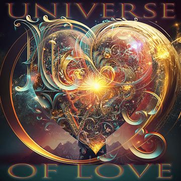 Universe of Love : Impression magique sur toile pleine de cœur et de cosmos | Adler &amp ; Co.