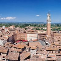 Piazza del Campo with city hall Palazzo Pubblico, Siena, Tuscany, Italy