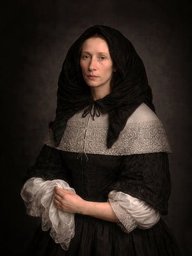 Gesluierde edelvrouw uit de 17e eeuw