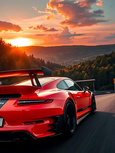 Porsche 911 GT3 RS Beschermers Rode Zonsondergang