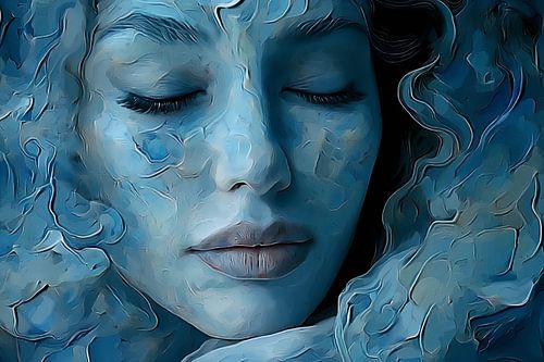 beeld vrouw in van Goghkleuren