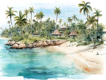 Tropical island sketch by PixelPrestige