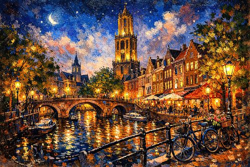 Utrecht am Abend, Gemälde aus den Niederlanden.