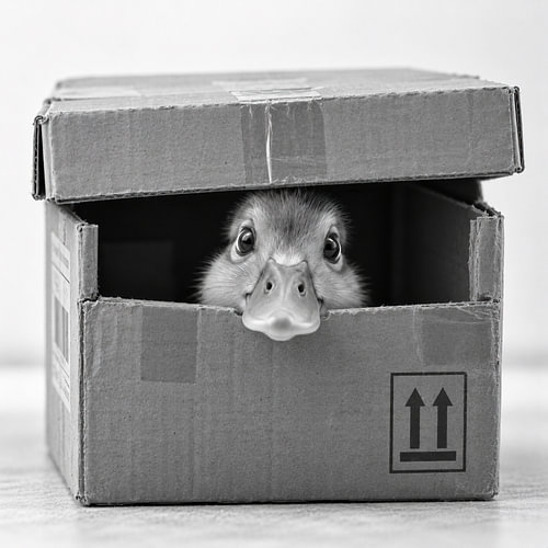A duck in a box