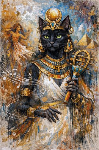 Bastet Egyptische Godin schilderij.